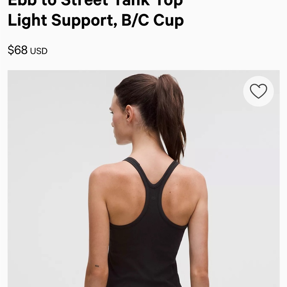 Lululemon Ebb to street tank.             Black Women's Tank Top - Picture 2 of 3